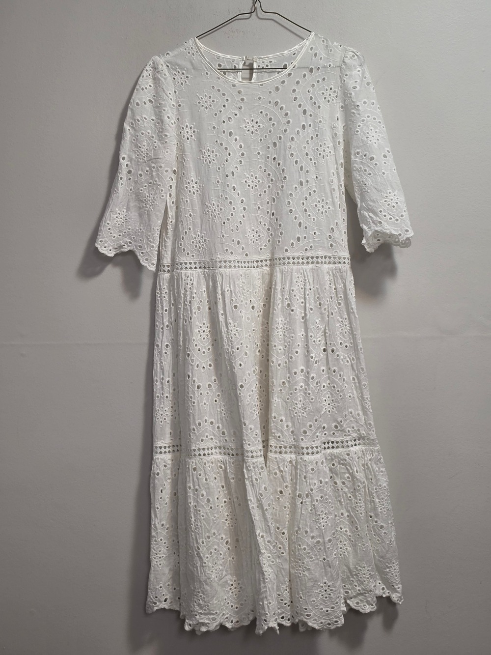 White Eyelet Midi Dress - Women